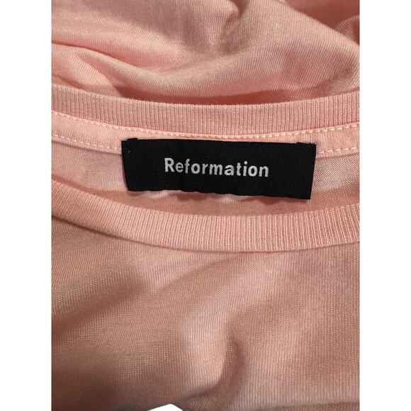 Reformation 100% Tencel Cropped Tee Shirt Pink Size S - Picture 4 of 6